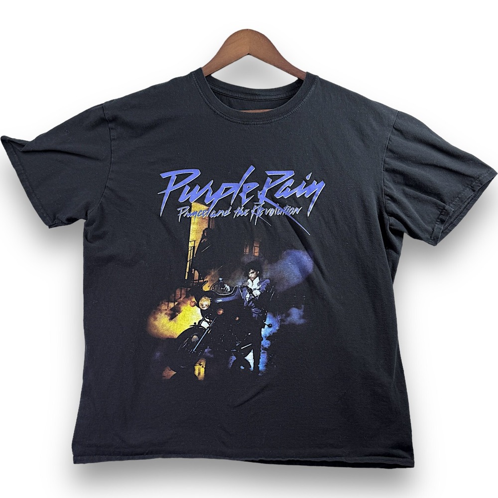 Prince Purple Rain Graphic T-Shirt Mens XL Black Short Sleeve Rock Music Tee